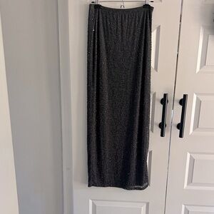 Vintage 90’s Y2K Gray Black beaded Maxi Skirt‎ size 8